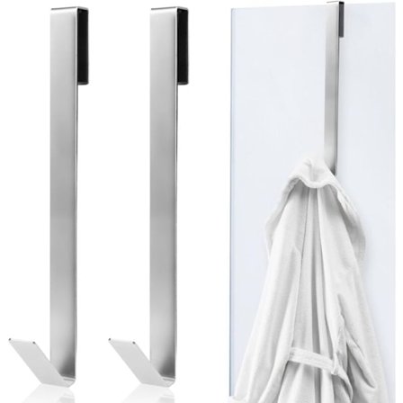 2 Dusjdørkroker i rustfritt stål, 25 cm, Baderomskroker uten boring for rammeløse glassdører