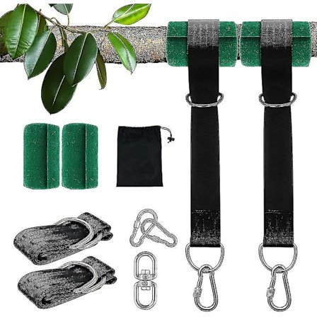 Træ Swing Hængende Stropper Kit 2x5ft Kraftig Swing Hænger Med Karabinhager, Træbeskyttere Og Drejekrog
