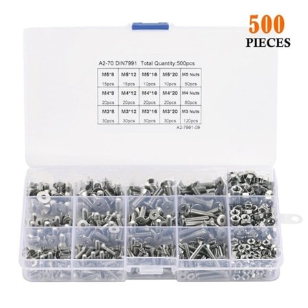 500 stk. metriske skruer Bolte Møtrikker Sortimentssæt unbracoskrue