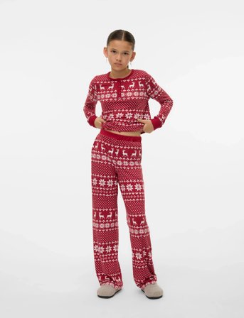 Vero Moda Girl Vmchris Hw Straight Pants Jrs Xmas Girl - Red - 134/140