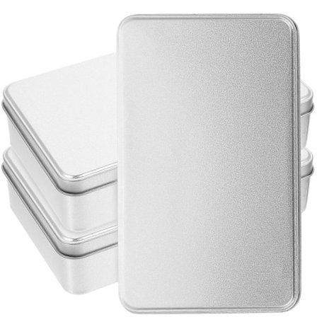 stk Små metalæsker Tomme rektangulære dåser Metalbeholder Metalæske med låg