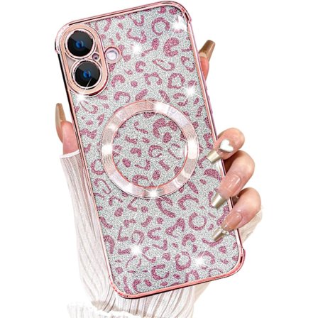 iPhone 16 -kotelo, yhteensopiva MagSafe-levytyksen kanssa, kameransuojaus Gepardikuvioinen läpinäkyvä puhelimen kotelo, magneettinen G