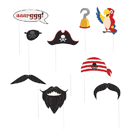 Unika pirat rekvisita för fotobås (10-pack) En storlek Flerfärgad