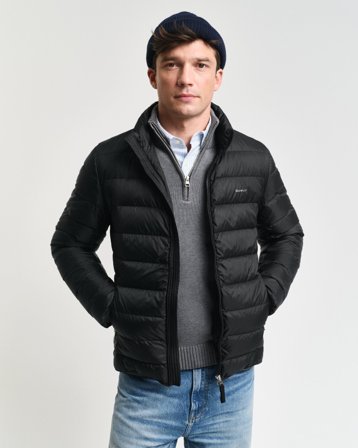 GANT Herren Leichte Daunenjacke (S) Schwarz Grau