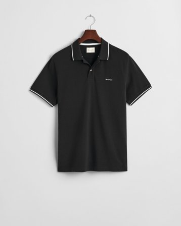 GANT Herren Tipped Piqué Poloshirt (XL) Schwarz Grau