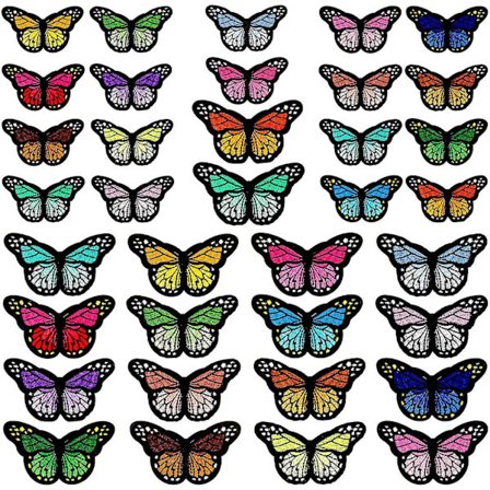 20 stk sommerfugl strykejern på lapper - brodert sy applikasjon reparasjonslapp