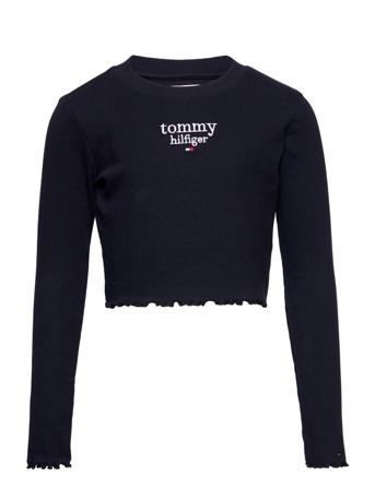 Tommy Graphic Rib Knit Top L/S T-shirts Long-sleeved T-shirts Svart Tommy Hilfiger