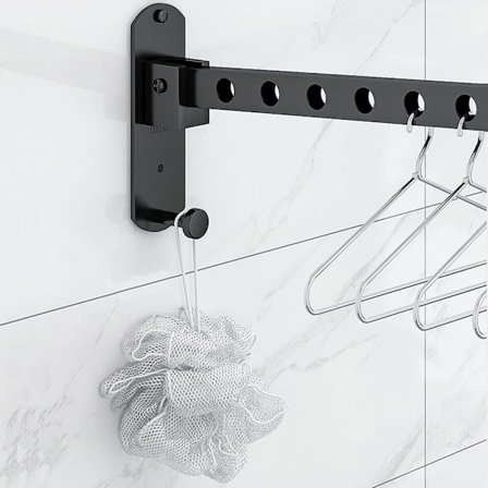 Veggmontert klesstativ, veggmontert kleshenger 90° sammenleggbar klesstang