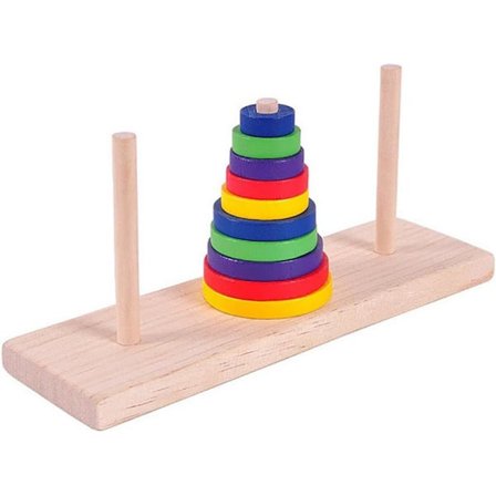 Farverigt pædagogisk legetøjspuslespil brætspil træ Tower of Hanoi Tower of Hanoi spil puslespil legetøj til voksne hjem DIY fest