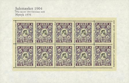 Danmark 1976 - Julemærkeark 1904 - Nytryk - Postfrisk