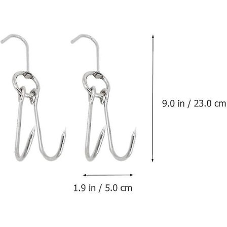 10 stk dobbel kjøtthaker, rustfritt stål grillkroker, bacon, skinke, and, slakterkroker, matlaging, røykekroker, kleshengere, grill tørket