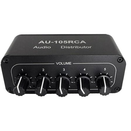 5CH Audiojakaja Stereo Audio Mikseri 1 Tulo 5 Lähtö RCA Jakaja Aktiiviseen Audiotehovahvistimeen