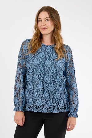 SIGNATURE - Langærmet Bluse - Blå - Blonde