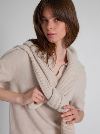 Kashmina - Kashmir pique "Rikke" - Cream - Size L