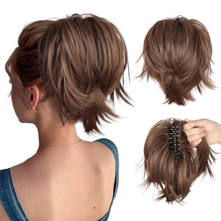 Rodet Bun Hårstykke, Klips-i Kort Hestehale Forlængelse