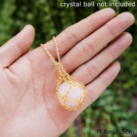 Crystal Holder Cage Necklace Crystal Net Metal Necklace GOLD M