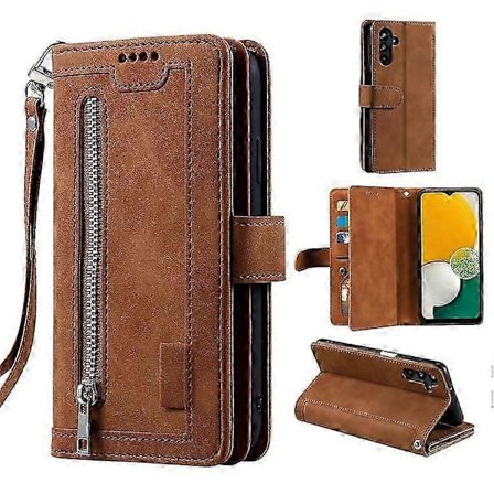 Kompatibel med Samsung Galaxy A26 5G Etui PU Læder Telefon Cover med Lynlås Pung 9 Kort Slots