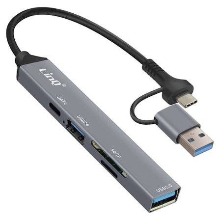 USB C- och USB-hubb med USB-C + USB 2.0 + 3.0 SD- och TF-kortläsare