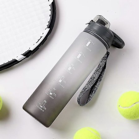 Flip Design Vattenflaska Tidsmarkering Stor Motivation Gym Sport Läcksäker Dricksflaska