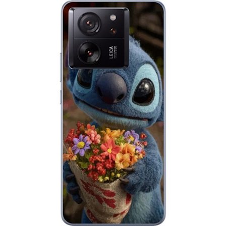 Kompatibelt Mobildeksel til Xiaomi Xiaomi 13T Søt blå figur med store øyne som holder en fargerik bukett i varm og søt stil