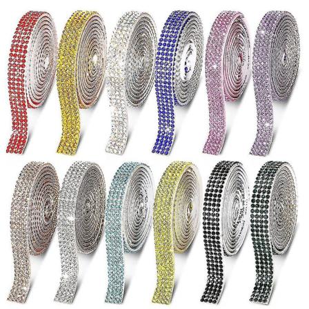 12 Ruller Krystal Rhinestone Diamantbånd Krystal Selvklæbende Rhinestone Bånd Kompatibelt Med Diy Håndværk Os
