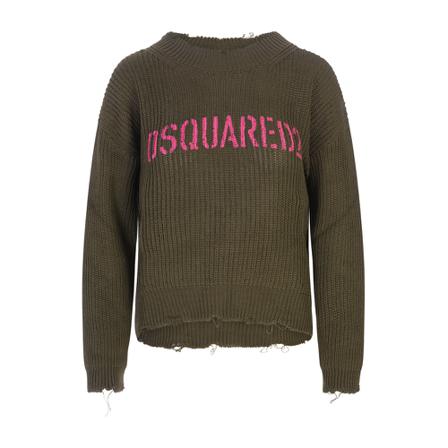 Dsquared2, Round-neck Knitwear Zielony, Kobieta, Rozmiar: S