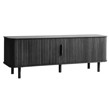 Elegant Cavo TV Bord, 160x40cm - Sort TV-møbel med opbevaring - Moderne design med kabelhuller & egefinerdetaljer, 160x40x55,6cm