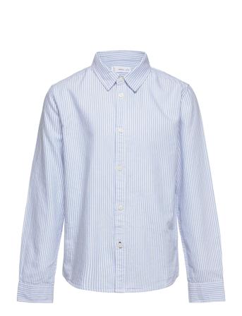Regular-Fit Striped Shirt Shirts Long-sleeved Shirts Blå Mango*Betinget Tilbud