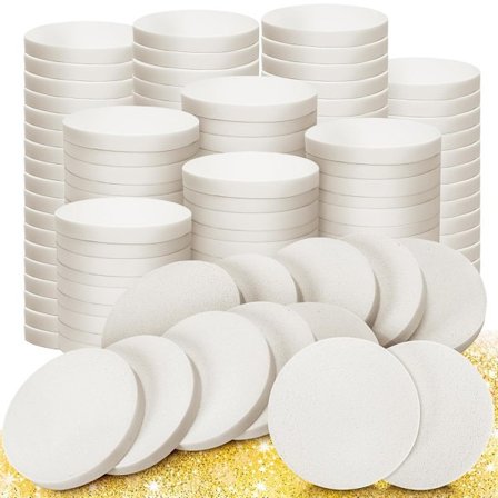 100 st Vita Runda Sminksvampar, Kosmetisk Svamp Rund Skumkudde Öga Ansikte