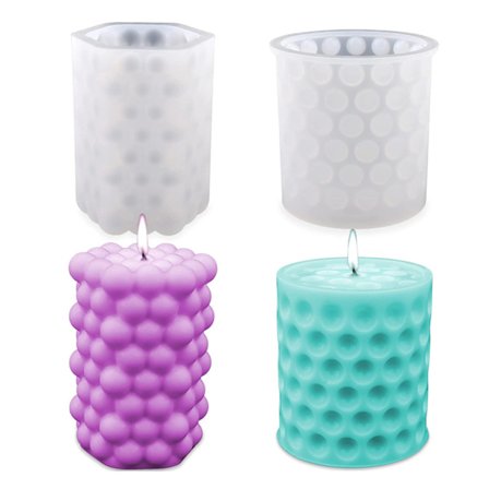2 stk Boblelysform sylindrisk lys silikonform diy