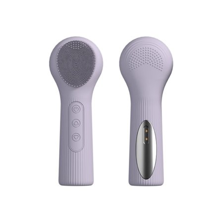 Dual-Sided Warming Silicone Facial Cleansing Brush — 45°C Heated Sonic Face Cleanser with Magnetic Charging Purple