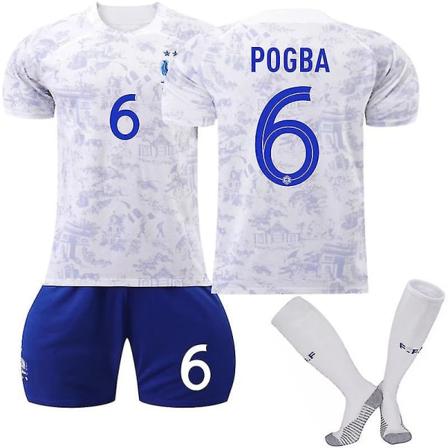 22-23 VM Frankrike Borta fotbollströja T-shirt nr 19 Benzema Fotbollströja Set 22 23 BENZEMA 19 22 23 POGBA 6 Kids 24(140-145CM)