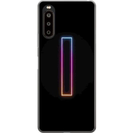 Kompatibel Mobilcover til Sony Sony Xperia 10 II Minimalistisk neonbogstav I i regnbuefarver mod mørk baggrund