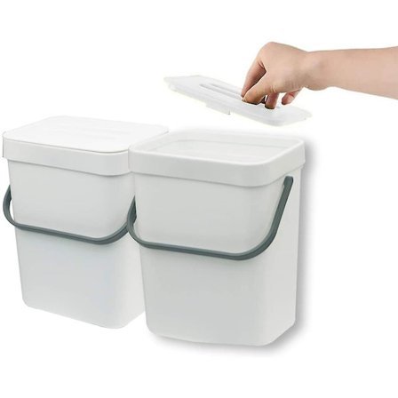 1,3 gallon kompostbeholder, 1 pakke kompostspand lille skraldespand (hvid)