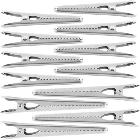 12-pakning 8 cm og 11,5 cm rustfrie stålposeklemmer - Metallposeklemmer for mat, poseklemmer for matoppbevaring, poseklemmer