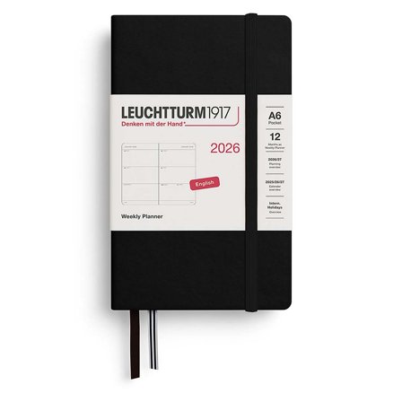 Leuchtturm1917 Kalenteri Weekly Planner 2026 A6 Black