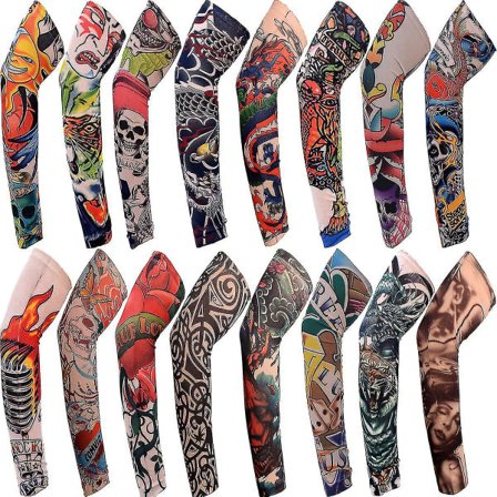 8 kpl Käsivarren Kukkakäsivarren Tattoo Miehille ja Naisille Kesä Auringonsuojakäsivarren Hihat Satunnainen Väri