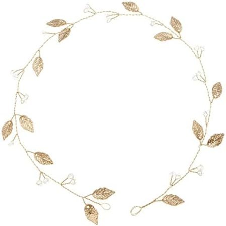 Guld laurbærkrans pandebånd med bånd blomsterkrone bryllup hoved