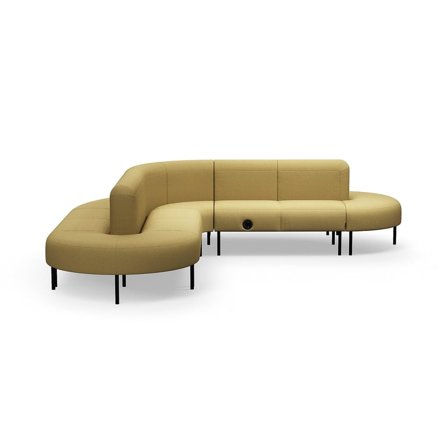 Sofa VARIETY, L-form, med USB-stik, stof Pod CS, gul