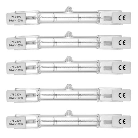 Halogeeniputki, R7S-kanta, T3-halogeeniputkilamppu, 230V, 80W, 78mm, lämmin valkoinen - 2800K (5 kpl)