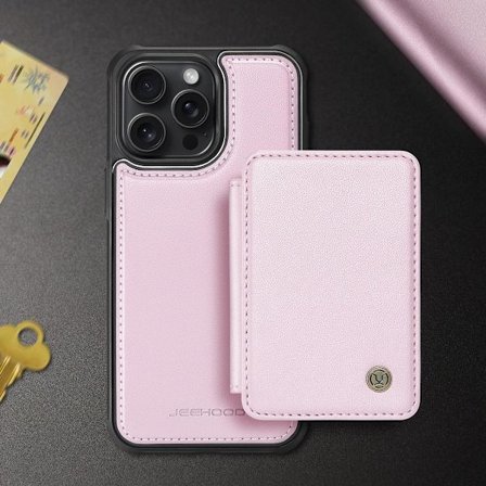 (För iPhone 17 Pro Max) Avtagbart plånboksfodral för telefon med 4 kortfack och ställfunktion RFID-skydd