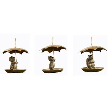 Ekorn som holder paraply fuglemater - Dyr Metall Kolibrimater
