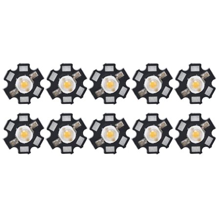 10 kpl Erittäin Kirkkaita 3V LED-siruja Lämmin Valkoinen 3000K 1W DIY Valohelmet Kattoon Upotettavaan Valaisimeen Pöytävalaisimeen