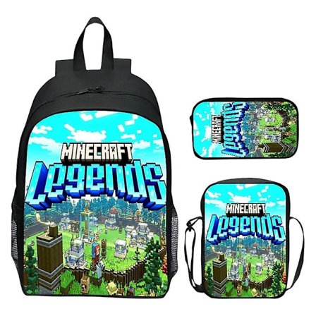 Minecraft Ryggsäck Tecknade Spel 3st Skolryggsäckar För Flickor Pojkar Set Primär Barn Elever Börda Lättnad Mochilas