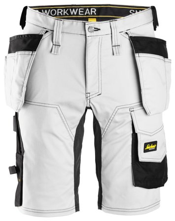 Snickers Workwear 6141 AllroundWork Arbetsshorts vit, svart C52, Arbetskläder