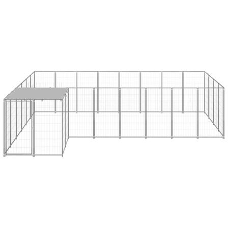 Vidaxl Hundgård Silver 10,89 M² Stål Silver