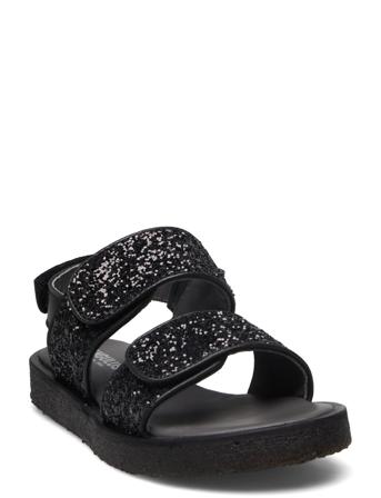 Sandals - Flat - Open Toe - Op Shoes Summer Shoes Sandals Svart ANGULUS*Betinget Tilbud