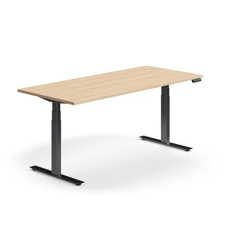 Schreibtisch QBUS höhenverstellbar, 1800x800 mm, Gestell schwarz, Eiche