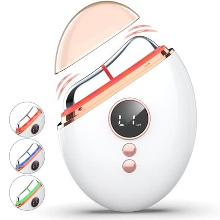 EMS Gua Sha Ansigtsmassageapparat, Vibration og Varme, Anti-Rynker, Rødt/Blåt/Grønt Lys_qq