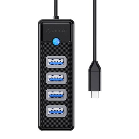 Orico HUB USB-C - 4x USB 3.0 5Gbps 0,15m Musta
